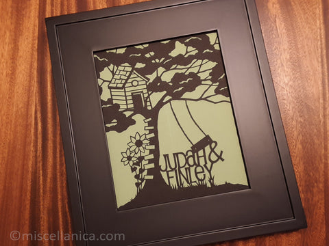 Tree House Kids Name Paper Cut Art